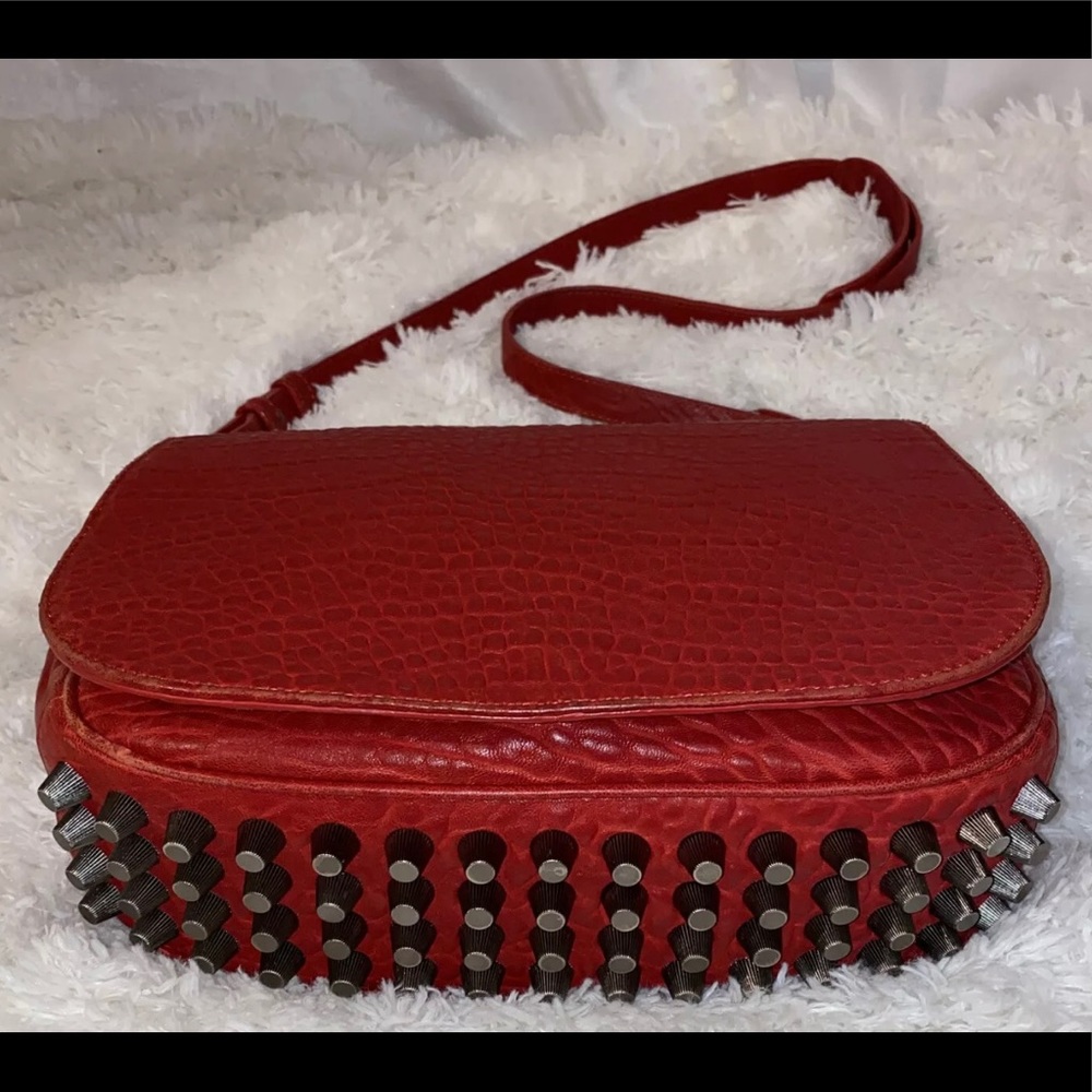 Alexander Wang Red Leather Studded Lia Shoulder B… - image 4